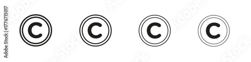 Copyright icon. Vector isolated pictograms.