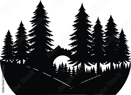 Forest Meadow Sunrise Glow Silhouette | Morning Light Flower Meadow