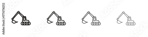 Excavator icon. Vector isolated pictograms.