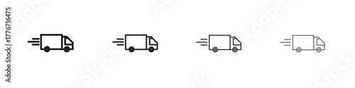 Fast shipping delivery truck icon. Vector isolated pictograms.