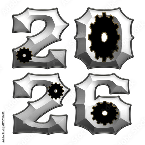 set of gears and 2026 typography