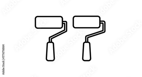 Two paint rollers depicted in a simple black and white line drawing