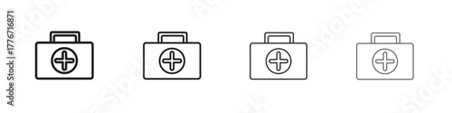 First aid kit icon. Vector isolated pictograms.