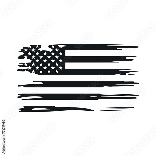 Distressed american flag silhouette grunge style