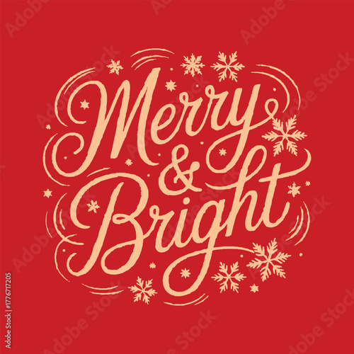 Christmas Background with Cursive Calligraphy and Decorative Floral Elements