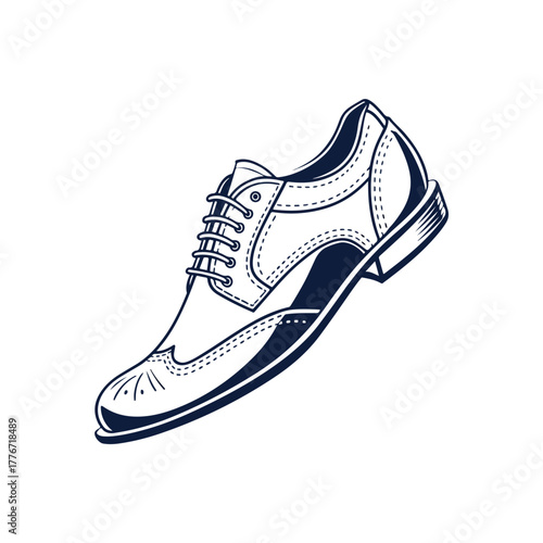 Classic oxford shoe silhouette with blue gradient background