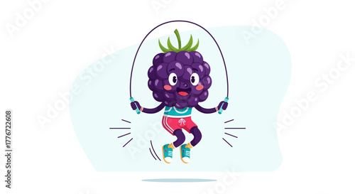 Blackberry Jumping Rope For Health And Wellness, Creating An Energetic Illustration