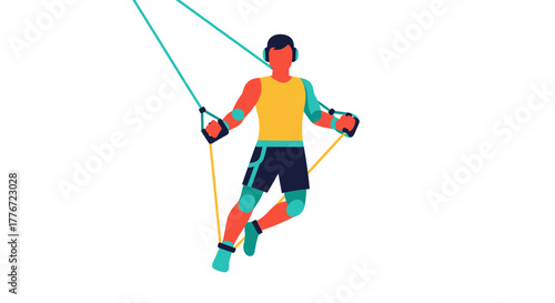 Athlete Engaging In Resistance Training Exercise On A White Background.