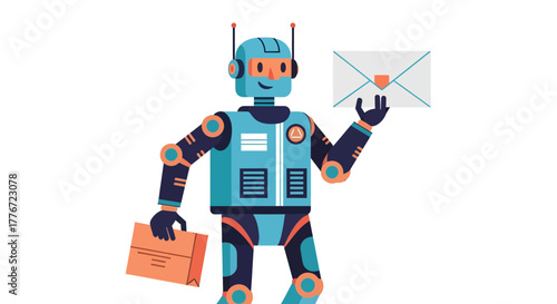 Automated Mail Delivery: A Futuristic Robot Courier Delivering Letters and Packages