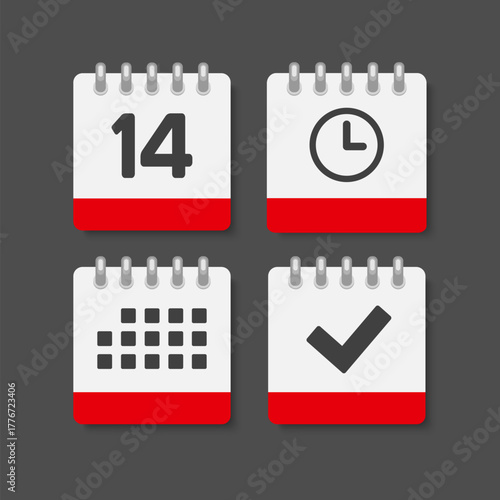 Icon page calendar - 14 day, agenda, check, timer