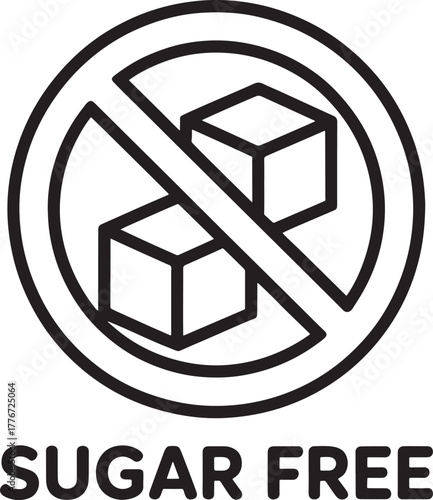 Sugar free symbol with two sugar cubes crossed out no sugar zero sugar