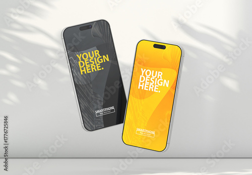 Two Floating Smartphones screen Mockup for UI Design