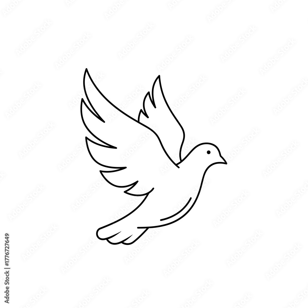 Obraz premium Flying dove outline illustration symbol of peace freedom unity vector design