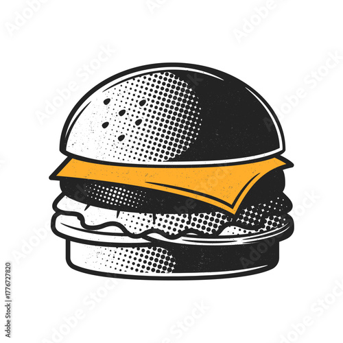 Burger vintage icon. Hamburger logo. Vector burger design