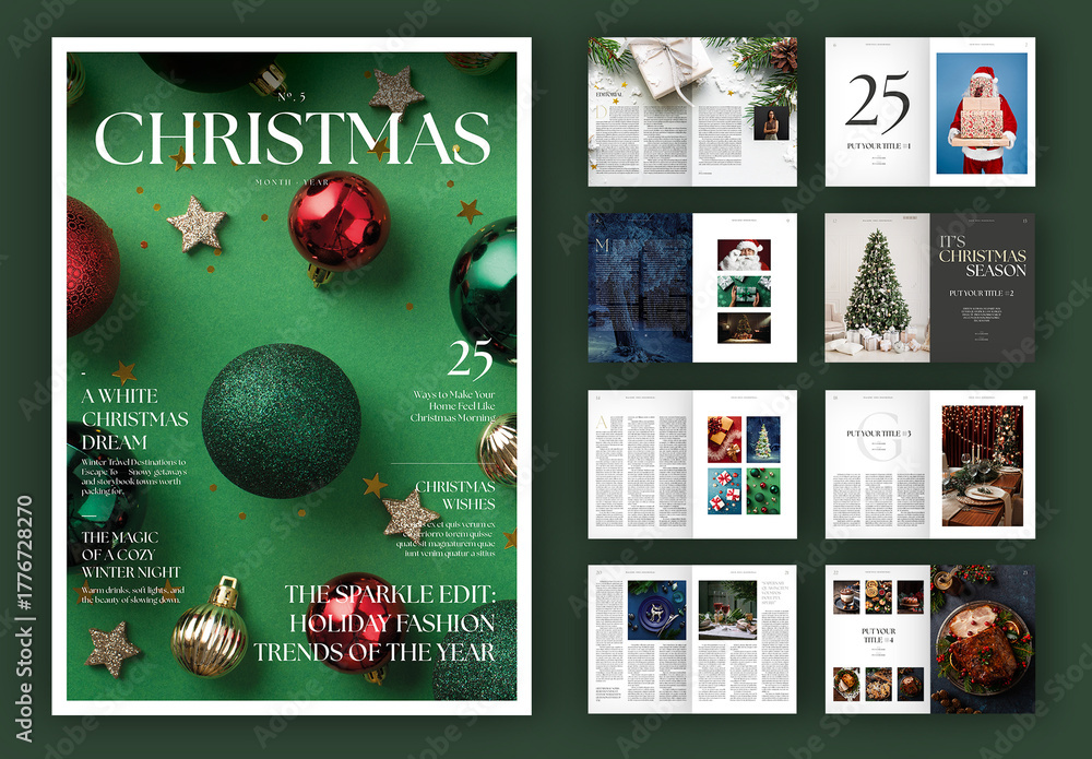 Christmas Magazine Layout Stock Template | Adobe Stock