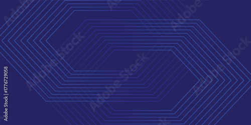 Dark Blue Background with Interlocking Hexagon Line Art. Vector illustration.
