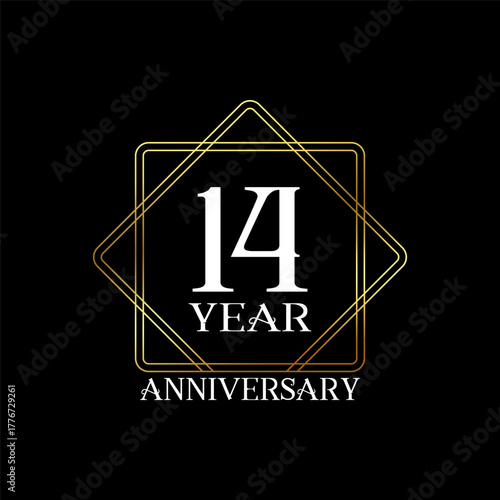14 year anniversary wedding celebration design text vector illustration.