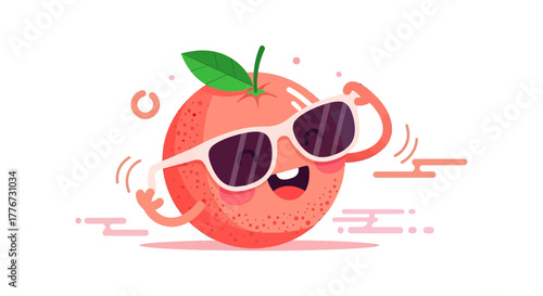 Charming Animated Citrus Character Sporting Sunglasses On A Pure White Background