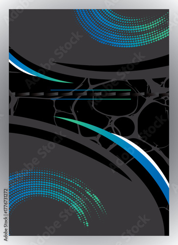 Dark Cracked Spiderweb Abstract Sublimation Pattern Vector - Aqua Blue Techno Jersey Template