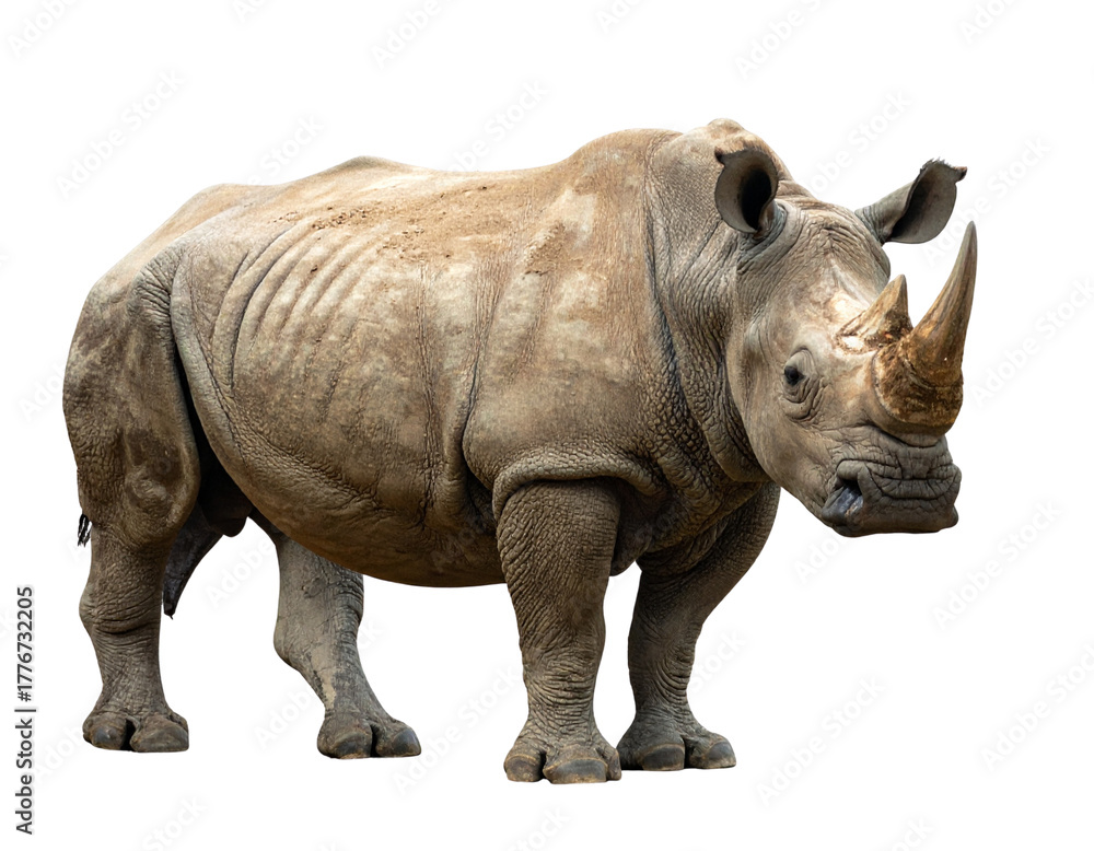 Fototapeta premium African Rhinoceros – Powerful Wildlife Creature Isolated PNG
