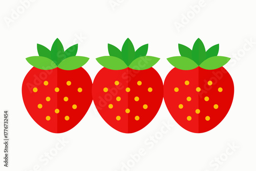 Three cartoon strawberries