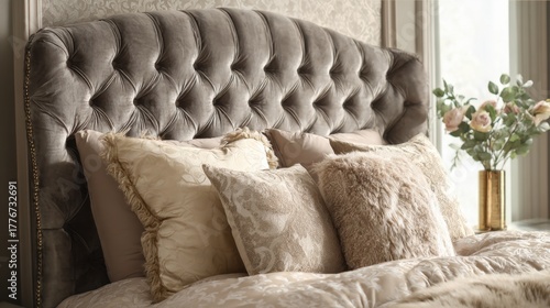 Soft textures and muted colors create a cozy ambiance in this stylish bedroom decor.
