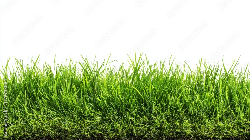 Obraz premium Fresh blades of vibrant green grass sway softly in the breeze glowing under sunlight.