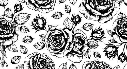 Seamless Hand-Drawn Rose Pattern in Vintage Botanical Style

Black and White Rose Flower Illustration Seamless Background

Floral Line Art Pattern with Roses and Leaves