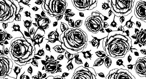 Seamless Hand-Drawn Rose Pattern in Vintage Botanical Style

Black and White Rose Flower Illustration Seamless Background

Floral Line Art Pattern with Roses and Leaves