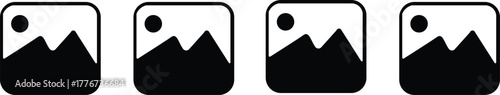 Image gallery icon set. Image picture symbol. Add image or picture icon set. Photo album icon. Image download and upload icons. Image delete sign. Vector illustration Add photo icon. Upload picture 