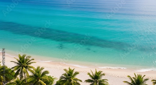 Paradise island with white sand and crystal blue water