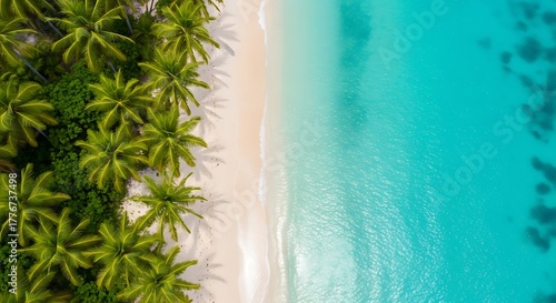 Serene tropical island with turquoise water and soft sand