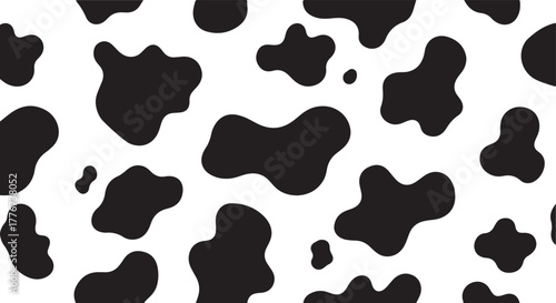 Classic Cow Print Pattern Spotted Texture Black and White Seamless Design