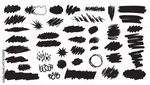 Collection of Hand Drawn Scribbles and Brush Strokes Vector Elements