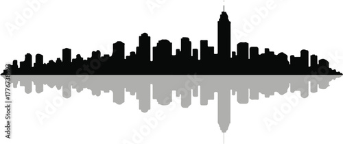 skyline newyork metropolitan skyline reflection vector city silhouette image