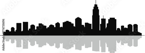 skyline newyork city silhouette mirror reflection vector city skyline art