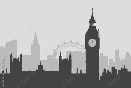 london skyline vector bigben tower bridge london eye historic landmarks