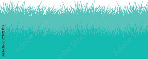 grass seamless layered vector grass blades teal horizontal pattern