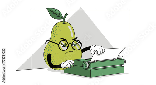 A Fruitful Author Compiling Their Thoughts on a Vintage Typewriter with a Leaf