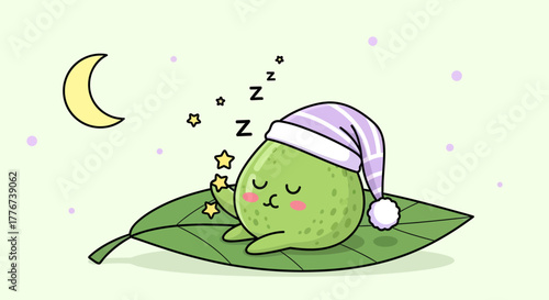 A Gentle Avocado Dreams Amongst The Stars While Resting Comfortably on a Leaf