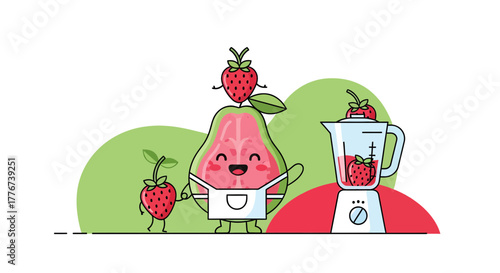 Cheerful Smoothie Ingredients: Guava And Strawberries Ready To Blend Deliciousness