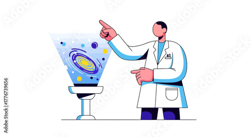 Astronomical Scientist Exploring Galaxies And The Cosmos Through Technological Projection