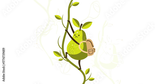 Avocado Embarks On Challenging Expedition While Scaling a Green Vine with Backpack