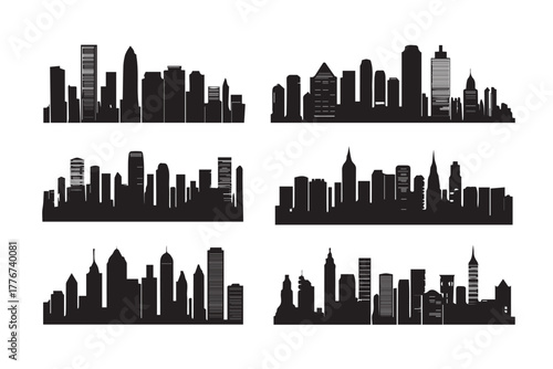 skyline six minimal skyline silhouettes vector pack for design work