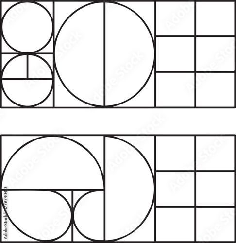 golden ratio abstract layout of circles squares demonstrating ratio