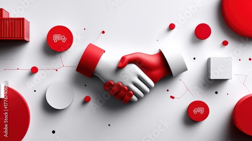Digital Handshake Concept with Red and White Hands