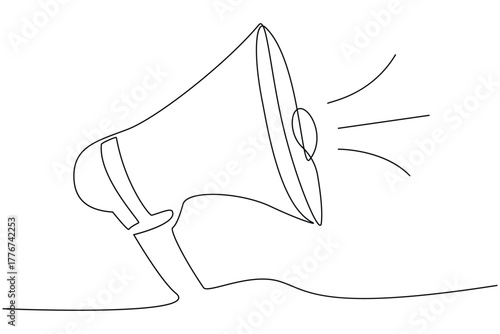 Megaphone  silhouette, continuous one line drawing