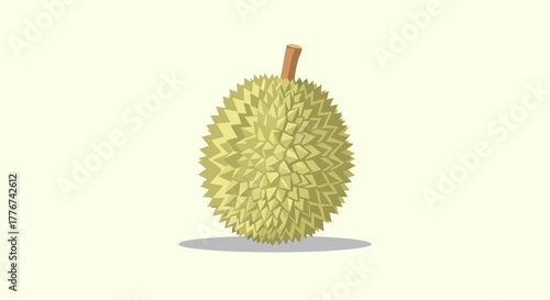 Digitally Crafted Depiction of a Spiky Durian Fruit with a Creamy Background