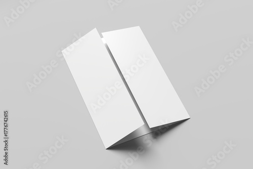 Realistic A4 Gate Fold Brochure Mockup Displayed on Light Surface for Branding, Print Design, and Marketing Presentation