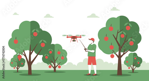 Drone Monitoring Apple Orchard Using Innovative Remote Sensing Technology